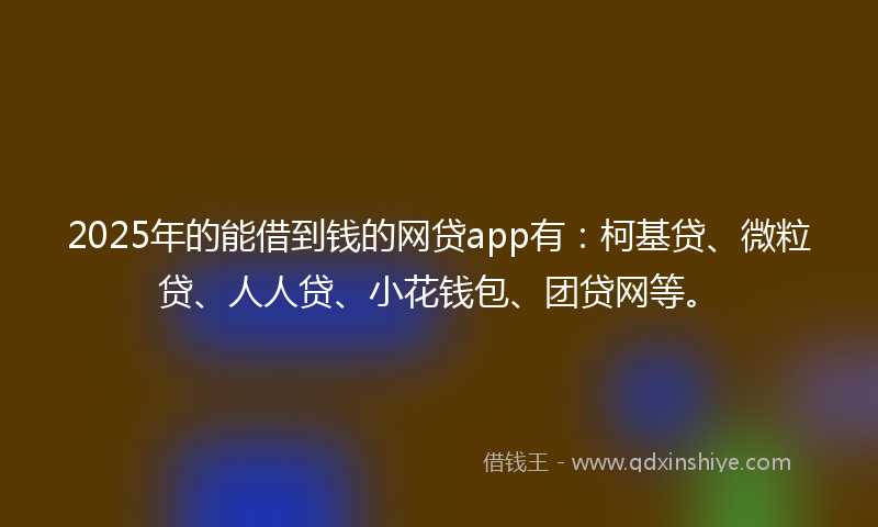 2025年的能借到钱的网贷app有：柯基贷、微粒贷、人人贷、小花钱包、团贷网等。