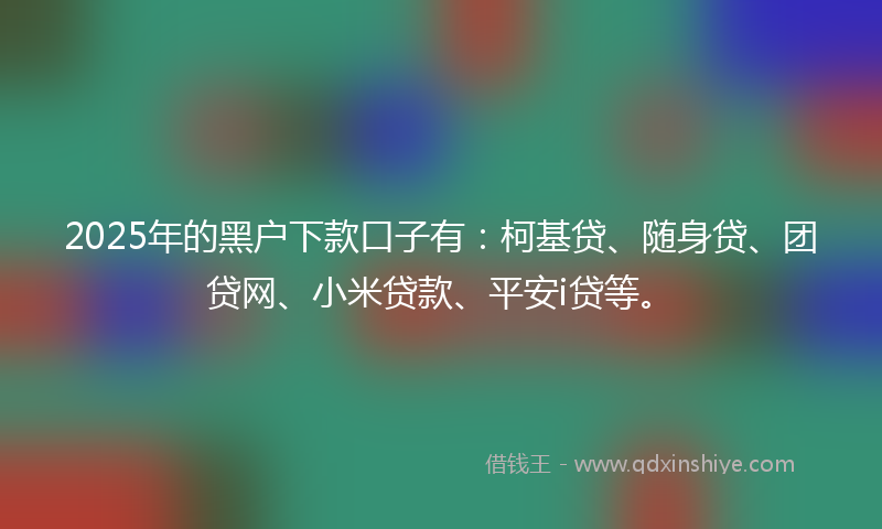 2025年的黑户下款口子有:柯基贷、随身贷、团贷网、小米贷款、平安i贷等。