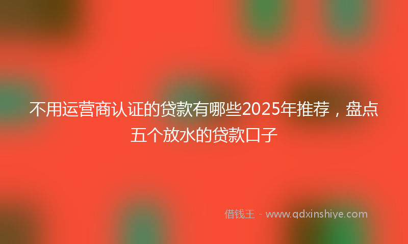 不用运营商认证的贷款有哪些2025年推荐，盘点五个放水的贷款口子