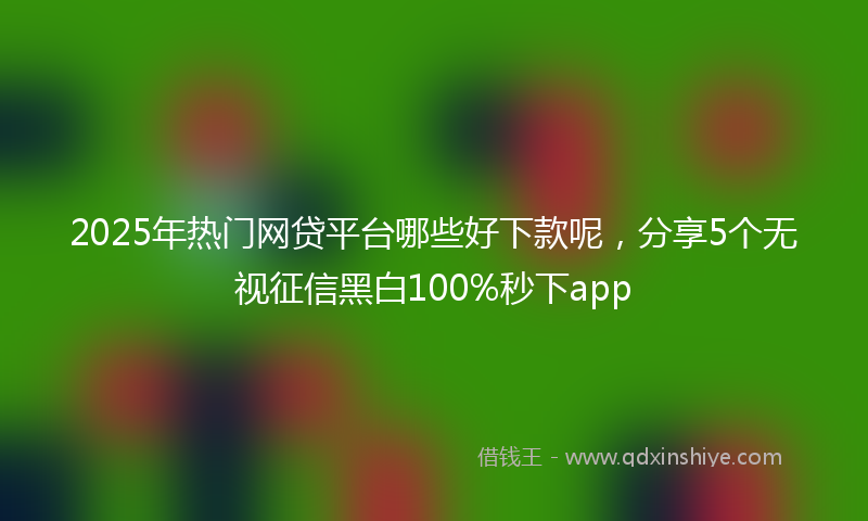 2025年热门网贷平台哪些好下款呢，分享5个无视征信黑白100%秒下app