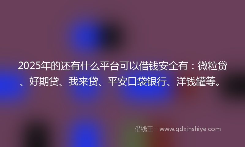 2025年的还有什么平台可以借钱安全有：微粒贷、好期贷、我来贷、平安口袋银行、洋钱罐等。