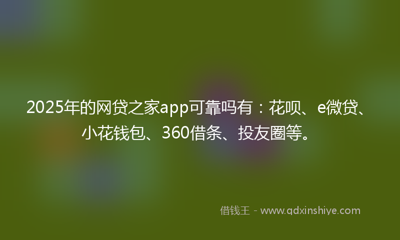 2025年的网贷之家app可靠吗有:花呗、e微贷、小花钱包、360借条、投友圈等。