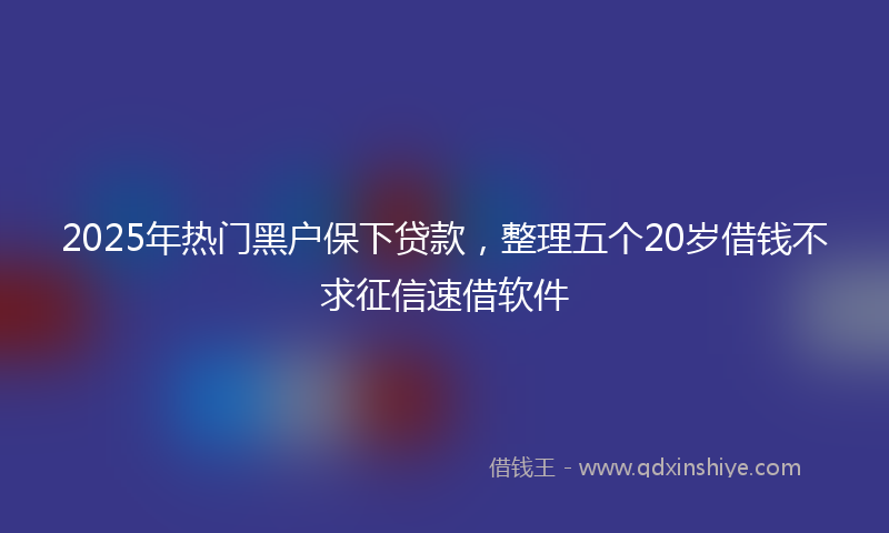 2025年热门黑户保下贷款，整理五个20岁借钱不求征信速借软件