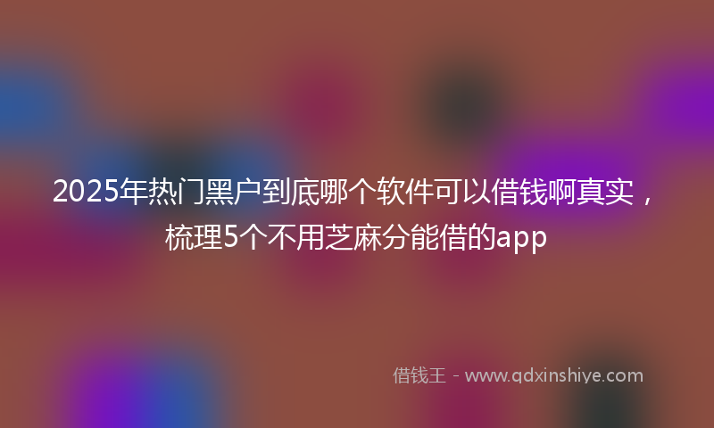 2025年热门黑户到底哪个软件可以借钱啊真实,梳理5个不用芝麻分能借的app