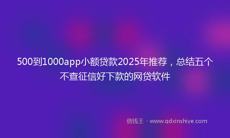 500到1000app小额贷款2025年推荐，总结五个不查征信好下款的网贷软件