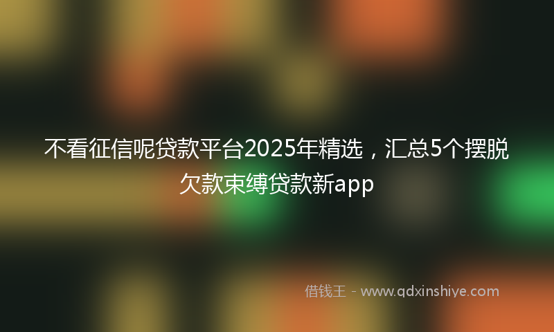 不看征信呢贷款平台2025年精选，汇总5个摆脱欠款束缚贷款新app