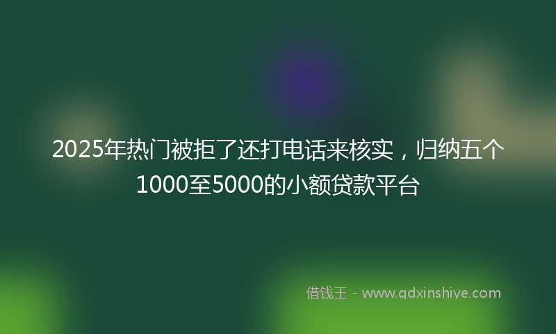 2025年热门被拒了还打电话来核实，归纳五个1000至5000的小额贷款平台