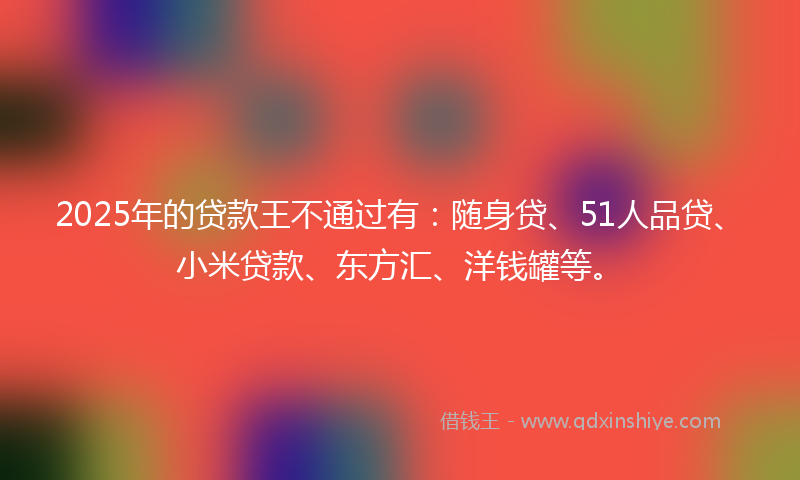 2025年的贷款王不通过有：随身贷、51人品贷、小米贷款、东方汇、洋钱罐等。