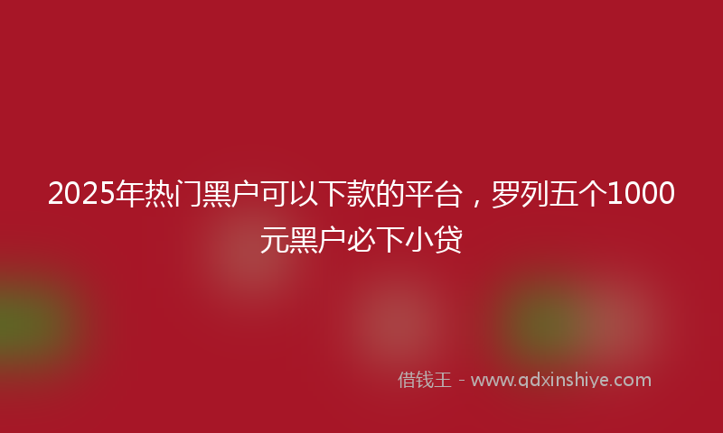 2025年热门黑户可以下款的平台，罗列五个1000元黑户必下小贷