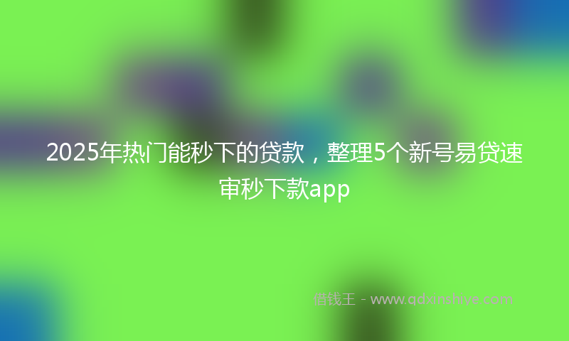 2025年热门能秒下的贷款，整理5个新号易贷速审秒下款app