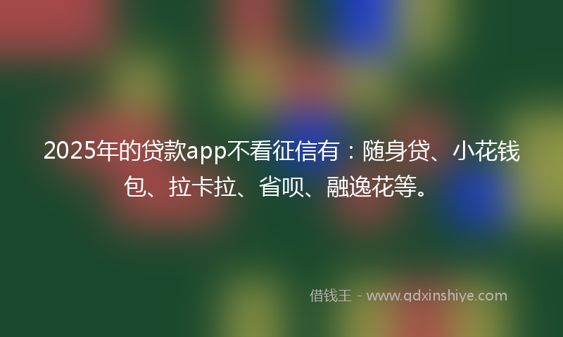2025年的贷款app不看征信有：随身贷、小花钱包、拉卡拉、省呗、融逸花等。
