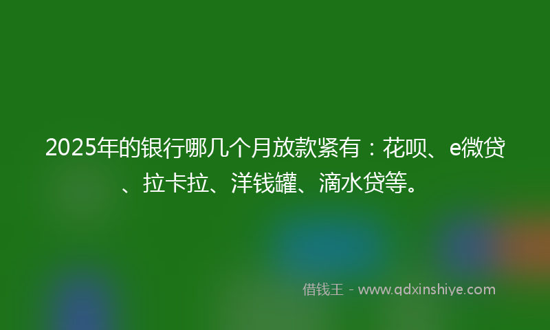 2025年的银行哪几个月放款紧有：花呗、e微贷、拉卡拉、洋钱罐、滴水贷等。