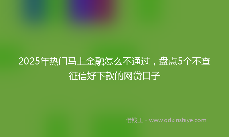 2025年热门马上金融怎么不通过,盘点5个不查征信好下款的网贷口子