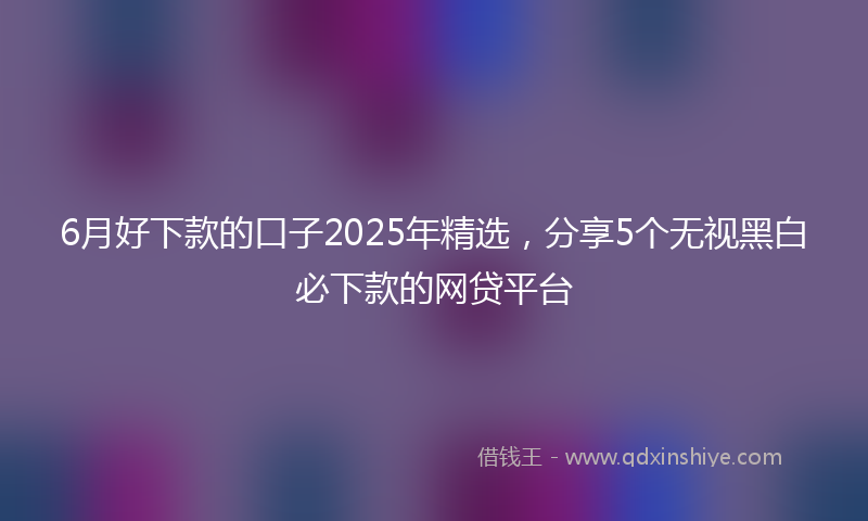 6月好下款的口子2025年精选，分享5个无视黑白必下款的网贷平台
