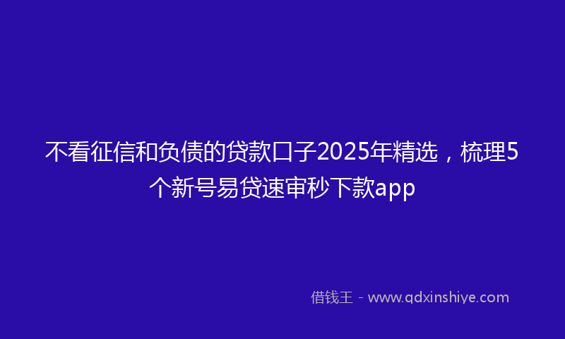 不看征信和负债的贷款口子2025年精选，梳理5个新号易贷速审秒下款app