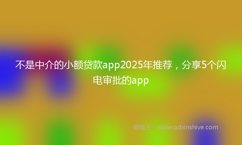 不是中介的小额贷款app2025年推荐，分享5个闪电审批的app
