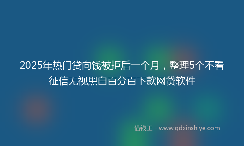 2025年热门贷向钱被拒后一个月，整理5个不看征信无视黑白百分百下款网贷软件