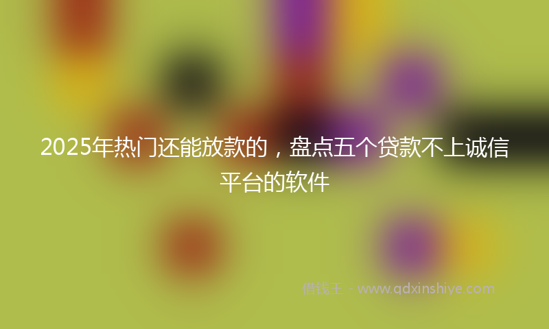 2025年热门还能放款的，盘点五个贷款不上诚信平台的软件