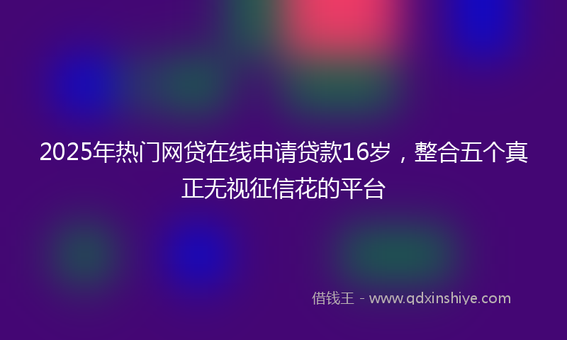 2025年热门网贷在线申请贷款16岁，整合五个真正无视征信花的平台