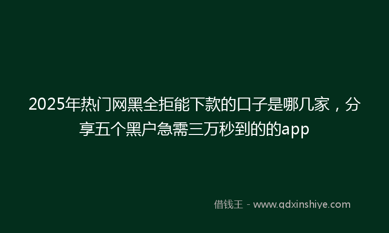 2025年热门网黑全拒能下款的口子是哪几家，分享五个黑户急需三万秒到的的app