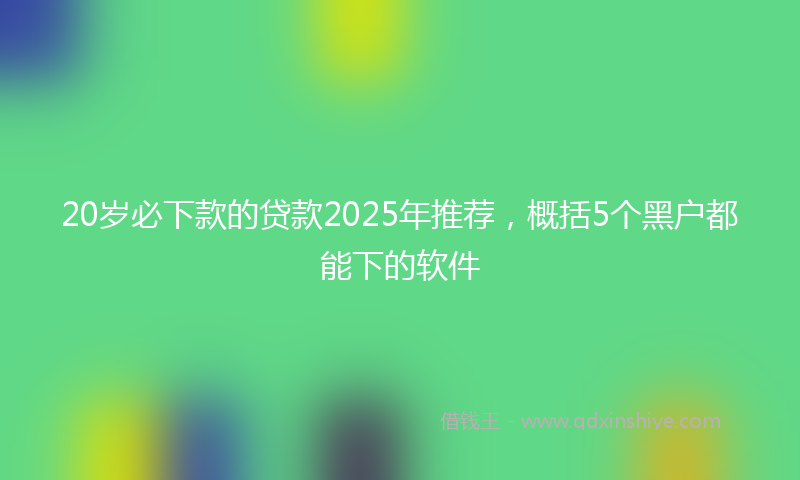 20岁必下款的贷款2025年推荐，概括5个黑户都能下的软件