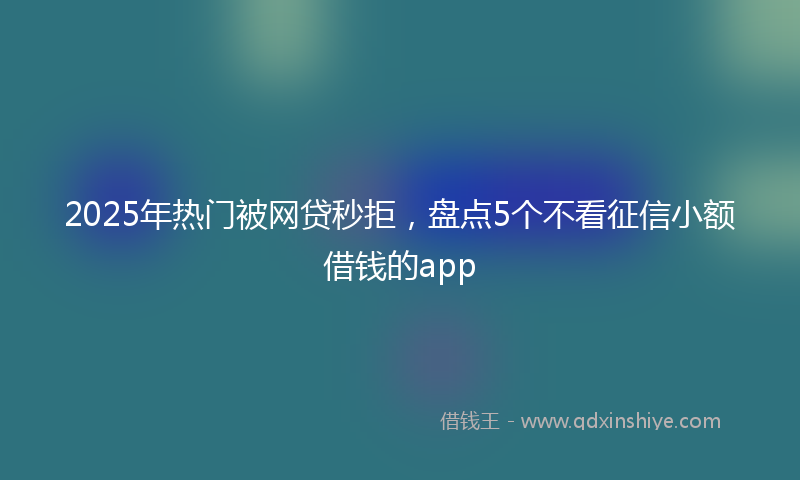 2025年热门被网贷秒拒,盘点5个不看征信小额借钱的app