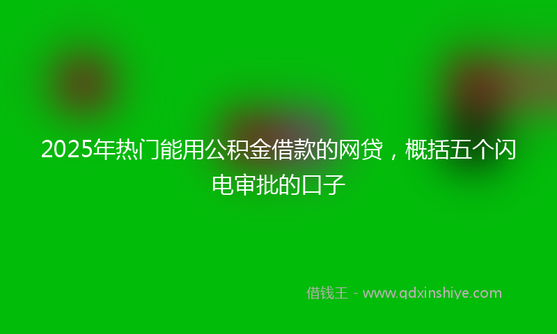 2025年热门能用公积金借款的网贷，概括五个闪电审批的口子