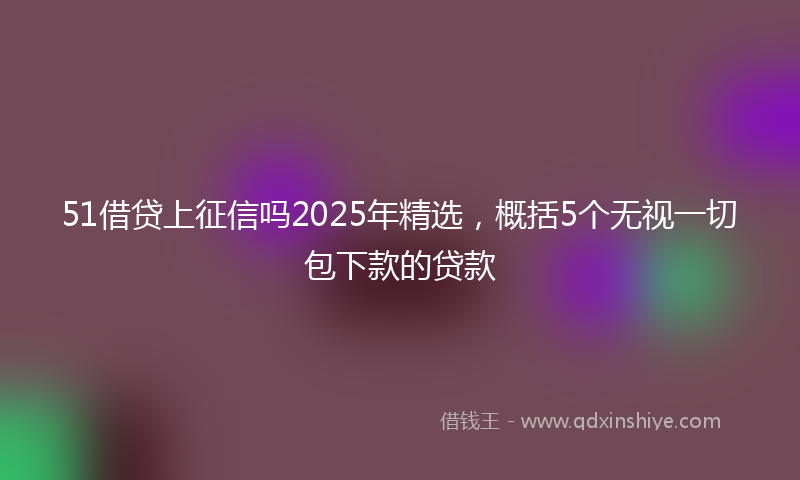 51借贷上征信吗2025年精选，概括5个无视一切包下款的贷款