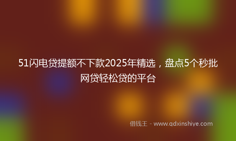 51闪电贷提额不下款2025年精选，盘点5个秒批网贷轻松贷的平台