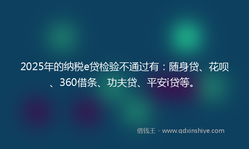 2025年的纳税e贷检验不通过有：随身贷、花呗、360借条、功夫贷、平安i贷等。