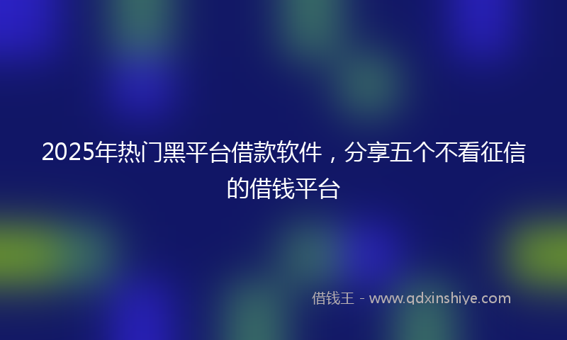 2025年热门黑平台借款软件，分享五个不看征信的借钱平台