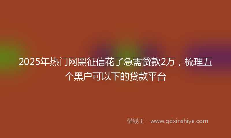 2025年热门网黑征信花了急需贷款2万，梳理五个黑户可以下的贷款平台