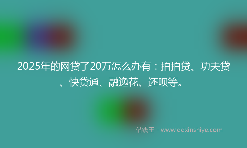 2025年的网贷了20万怎么办有：拍拍贷、功夫贷、快贷通、融逸花、还呗等。