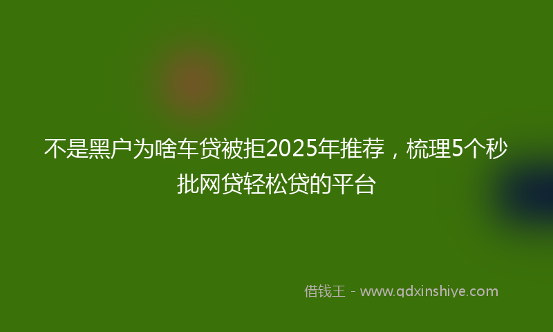 不是黑户为啥车贷被拒2025年推荐，梳理5个秒批网贷轻松贷的平台