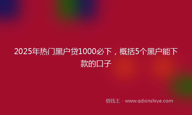 2025年热门黑户贷1000必下,概括5个黑户能下款的口子