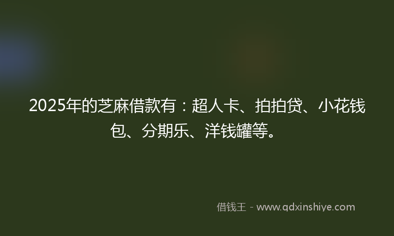 2025年的芝麻借款有：超人卡、拍拍贷、小花钱包、分期乐、洋钱罐等。