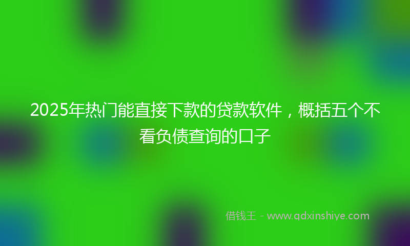 2025年热门能直接下款的贷款软件,概括五个不看负债查询的口子