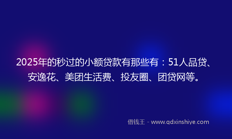 2025年的秒过的小额贷款有那些有：51人品贷、安逸花、美团生活费、投友圈、团贷网等。