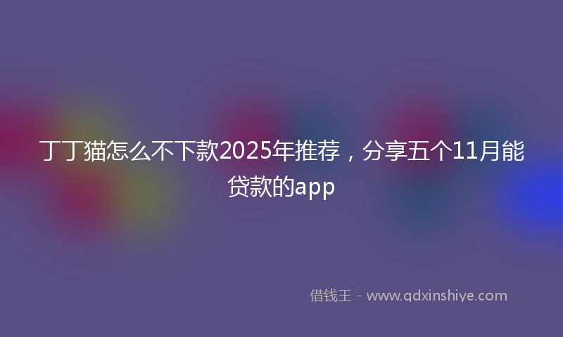 丁丁猫怎么不下款2025年推荐，分享五个11月能贷款的app