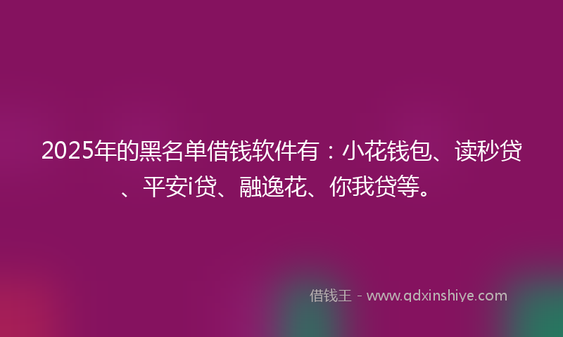 2025年的黑名单借钱软件有：小花钱包、读秒贷、平安i贷、融逸花、你我贷等。