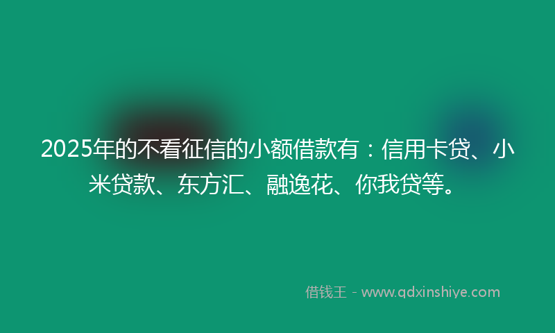 2025年的不看征信的小额借款有：信用卡贷、小米贷款、东方汇、融逸花、你我贷等。