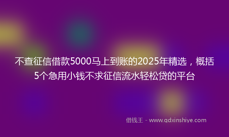 不查征信借款5000马上到账的2025年精选，概括5个急用小钱不求征信流水轻松贷的平台