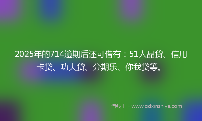 2025年的714逾期后还可借有：51人品贷、信用卡贷、功夫贷、分期乐、你我贷等。