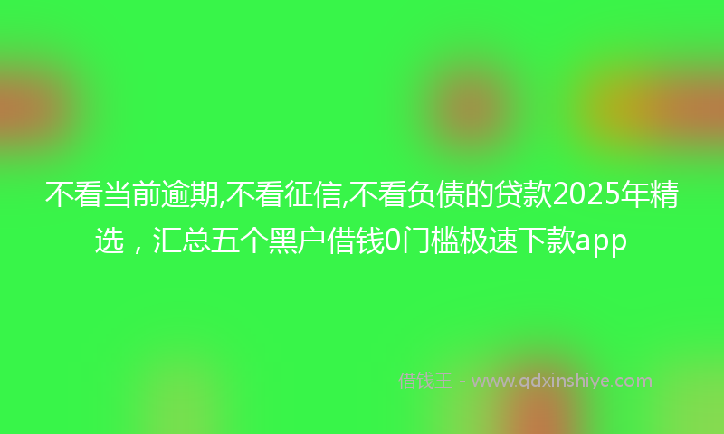 不看当前逾期,不看征信,不看负债的贷款2025年精选，汇总五个黑户借钱0门槛极速下款app