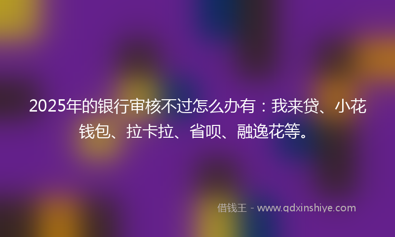 2025年的银行审核不过怎么办有：我来贷、小花钱包、拉卡拉、省呗、融逸花等。