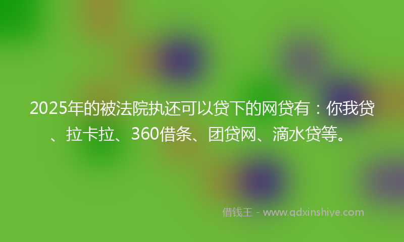 2025年的被法院执还可以贷下的网贷有:你我贷、拉卡拉、360借条、团贷网、滴水贷等。