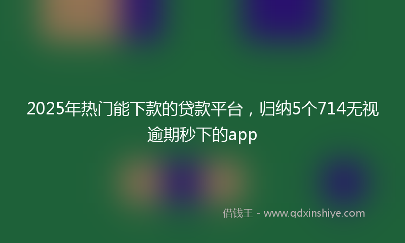 2025年热门能下款的贷款平台，归纳5个714无视逾期秒下的app