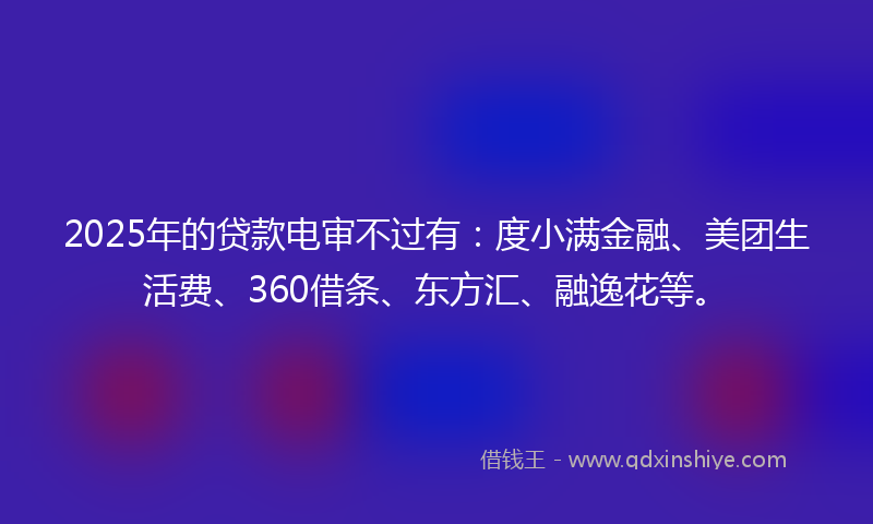 2025年的贷款电审不过有：度小满金融、美团生活费、360借条、东方汇、融逸花等。