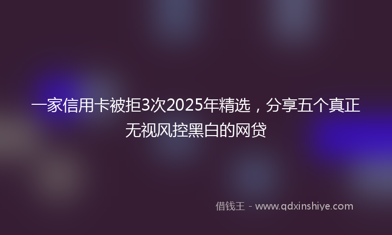 一家信用卡被拒3次2025年精选，分享五个真正无视风控黑白的网贷