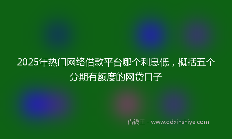 2025年热门网络借款平台哪个利息低，概括五个分期有额度的网贷口子